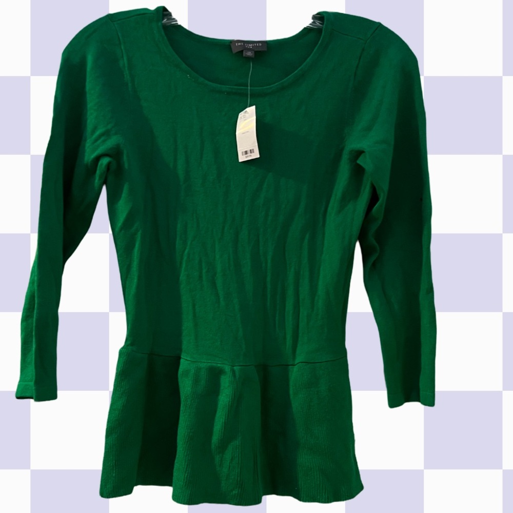 The Limited brand new with tags adorable emerald green long sleeve tee w/ruffle